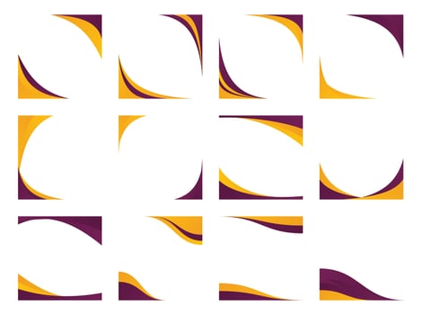 Abstract Business Curve Corner Border Edge for Decoration. Header Cover Graphic Element Set. Illustration vector