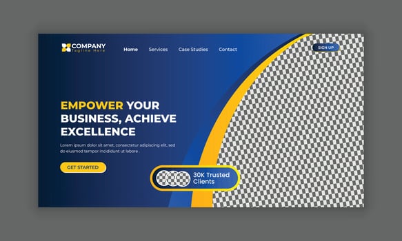 Digital marketing landing page UI design or Digital marketing agency website homepage, Hero section design vector