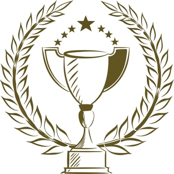 Award Winning Trophy Design Laurel Wreath, Stars, Success vector