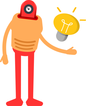 Humanoid Character and Light Bulb png