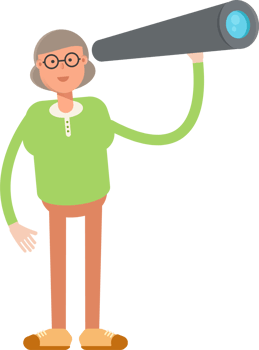 Old Woman Character Using Binoculars png