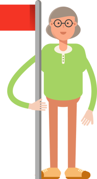 Old Woman Character Holding Flag Pole png