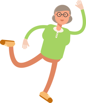 Old Woman Character Jumping and Flying png