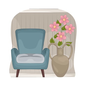 Beautiful Vase Near the Chair vector