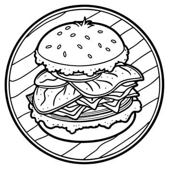 Gourmet Burger Top-Down View with Bacon. Avocado. and Special Sauce on Rustic Wooden Table for Menu vector