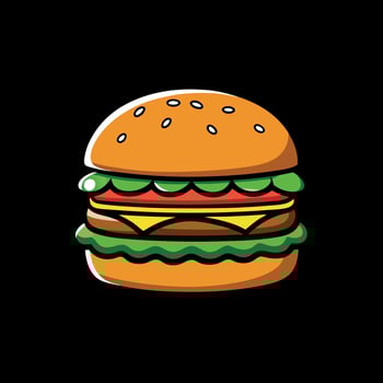 Delicious fastfood grilled hot fresh tasty cheeseburger. hamburger. burger isolated on dark black ba vector