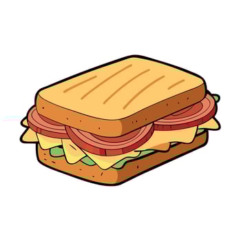 A delicious grilled sandwich layered with turkey. bacon. and melted cheese. perfectly toasted for a vector