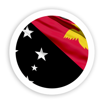 Papua New Guinea Waving Flag with White Rounded Circle Frame png