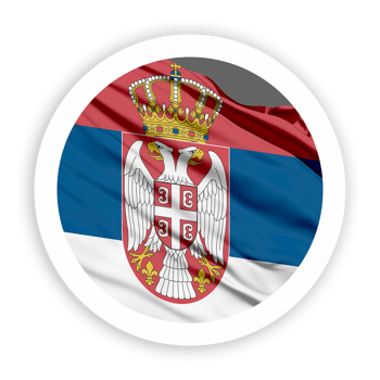 Serbia Waving Flag with White Rounded Circle Frame png