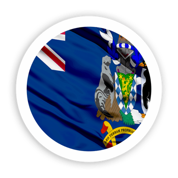 South Georgia and the South Sandwich Islands Waving Flag with White Rounded Circle Frame png