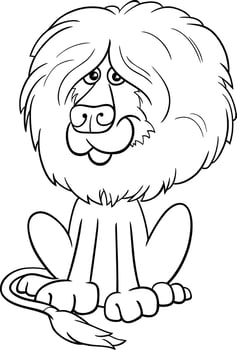 cartoon lion wild animal character coloring page vector