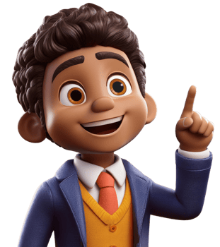 A boy pointing and looking something, illustration png