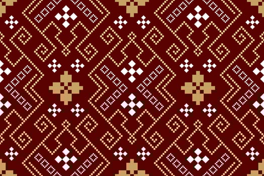 Nature vintages cross stitch traditional ethnic pattern paisley flower Ikat background abstract Aztec African Indonesian Indian seamless pattern for fabric print cloth dress carpet curtains and sarong vector