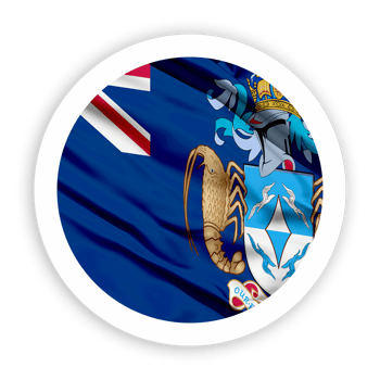 Tristan da Cunha Waving Flag with White Rounded Circle Frame png