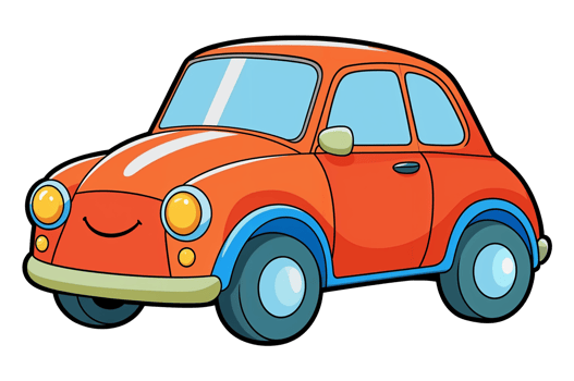 Red car cartoon style trendy illustration png