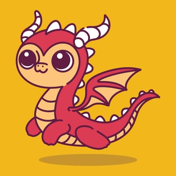 Cute Dragon 2D cartoon character clipart v3 vector