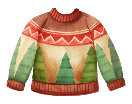 Christmas sweater with snowflake pattern on transparent background png