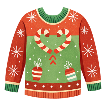 Illustration of a stylish sweater with snowflake patterns to create winter magic png