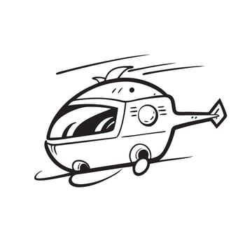 Helicopter Hand drawn doodle line art flat illustration. vector