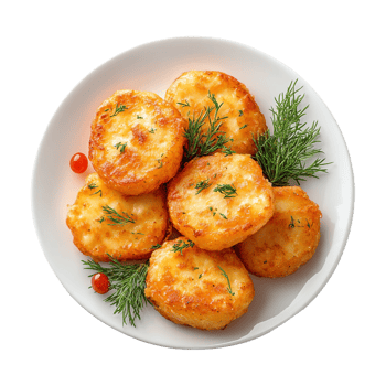 cheese and tomato potato cakes on a plate png