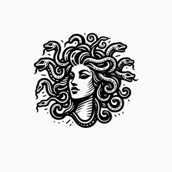 medusa silhouette logo design template vector