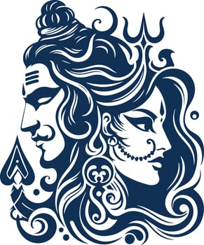 An Intricate Silhouette of Lord Shiv and Goddess Durga vector