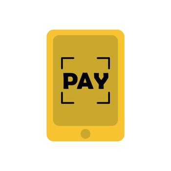 Pay icon. Flat illustration of pay icon for web isolated on white background. Digital payment element design using QR code payment. Fast payment without refund vector