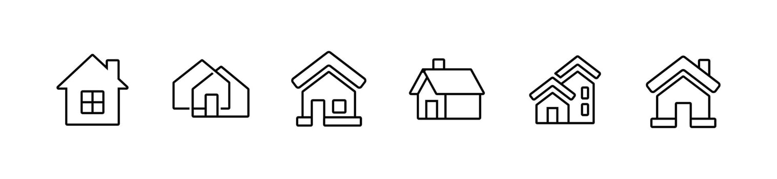 simple line home icon set - real estate house symbol illustration vector