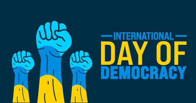 International Day of Democracy background or banner design template. Holiday concept. Template for background, banner, card, poster, placard, design template with unique shapes with standard color. vector