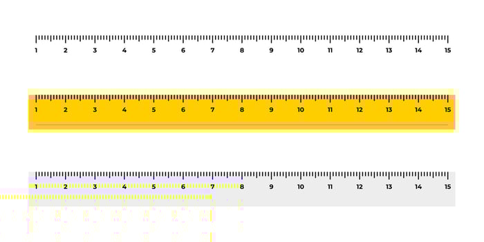 Realistic school ruler illustration. Ruler marking gradation template in three styles. Geometric length measure equipment. Metric gradation horizontal concept. Centimeter ruler symbol. vector