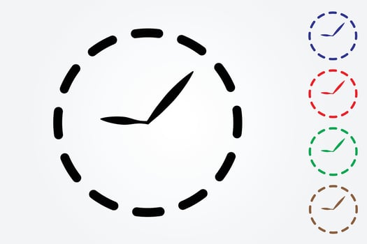 Clock icons with many colors on white background for time tracking illustration vector