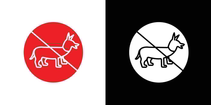No dogs allowed icon flat line symbol set. vector