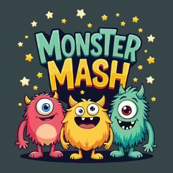 Monster Mash Vectorize Illustrated Halloween Theme T-Shirt Design vector