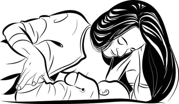 Mother breast feeding her baby vector