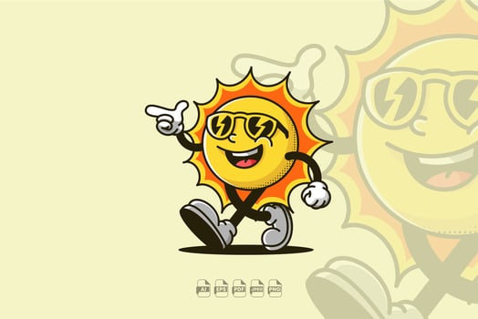 Smiling Sun Taking a Joyful Walk vector