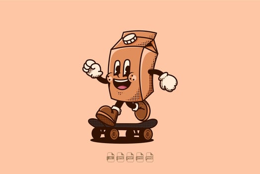 Smiling Milk Carton Riding a Skateboard vector