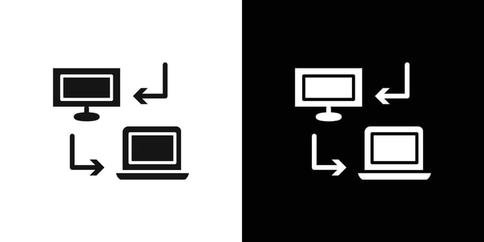 Data synchronization icon Flat set outline vector