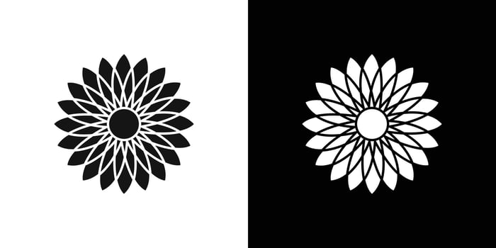 Flower icon flat line symbol set. vector