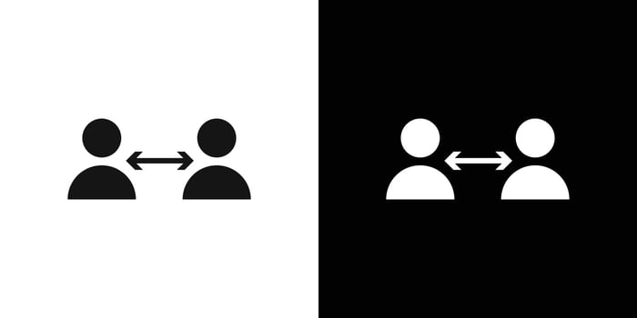 Social distancing icon Flat set outline vector
