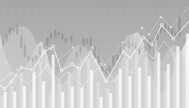 Stock market Line Chart with Gradient Grey Background vector