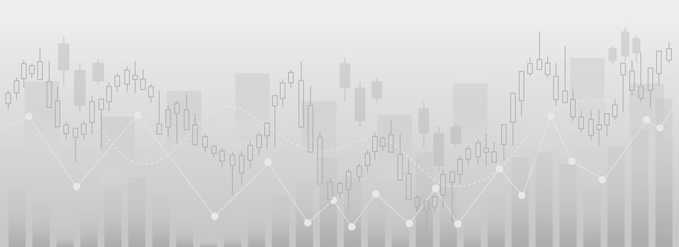 abstract financial chart with line graph on gradeint background vector