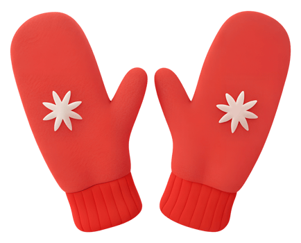 Elegant Red Gloves with Snowflake Patterns for Christmas on Clear Background png