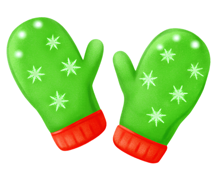 Festive Green Gloves with Snowflake Illustration on Transparent Background png