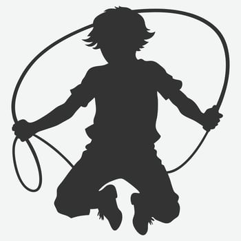 Energetic Boy Jumping Rope Silhouette Dynamic Illustration vector