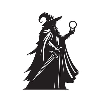 a wizard holding a magnifying glass in his hand vector