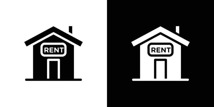 House rent icon Black line art logo set vector