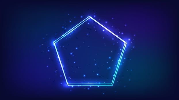 Neon double frame with shining effects vector