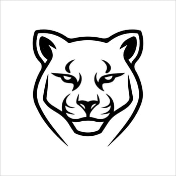 A black and white panther head on a white background vector