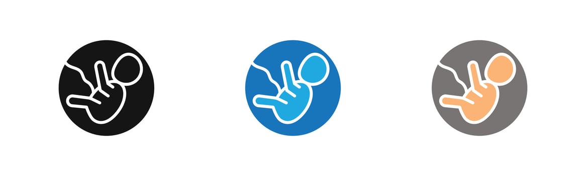 Embryo Child icon outline collection or set in black and white vector