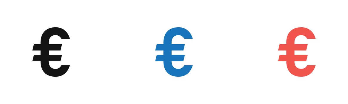 euro sign icon outline collection or set in black and white vector